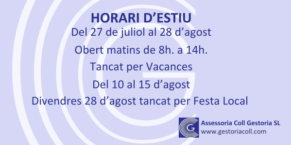 Horari d'Estiu 2026
